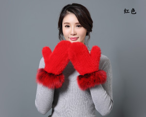 1805099 knitted mink fur glove eileenhou LVCOMEFF WITH FOX FUR TRIMMING (16)