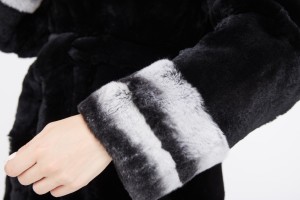 1807017 black rex rabbit fur coat with chinchilla hood eileenhou (34)