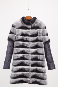 1807022 rex rabbit fur coat chinchilla with down sleeve eileenhou (2)