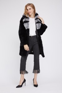 1807029 BLACK REX RABBIT FUR COAT WITH CHINCHILLA COLLAR LVCOMEFF (4)