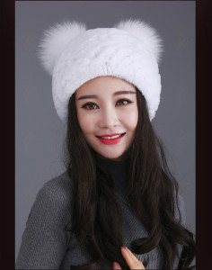 1809048 rex rabbit fur hat with fox poms eileenhou (3)