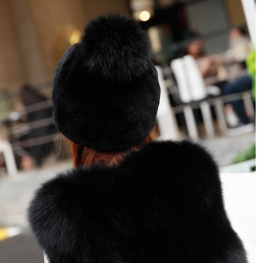 1809049 rex rabbit fur hat with fox poms wholesale (20)